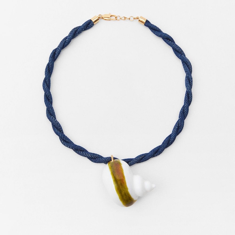 ZARA LIMITED EDITION DENIM SHELL NECKLACE